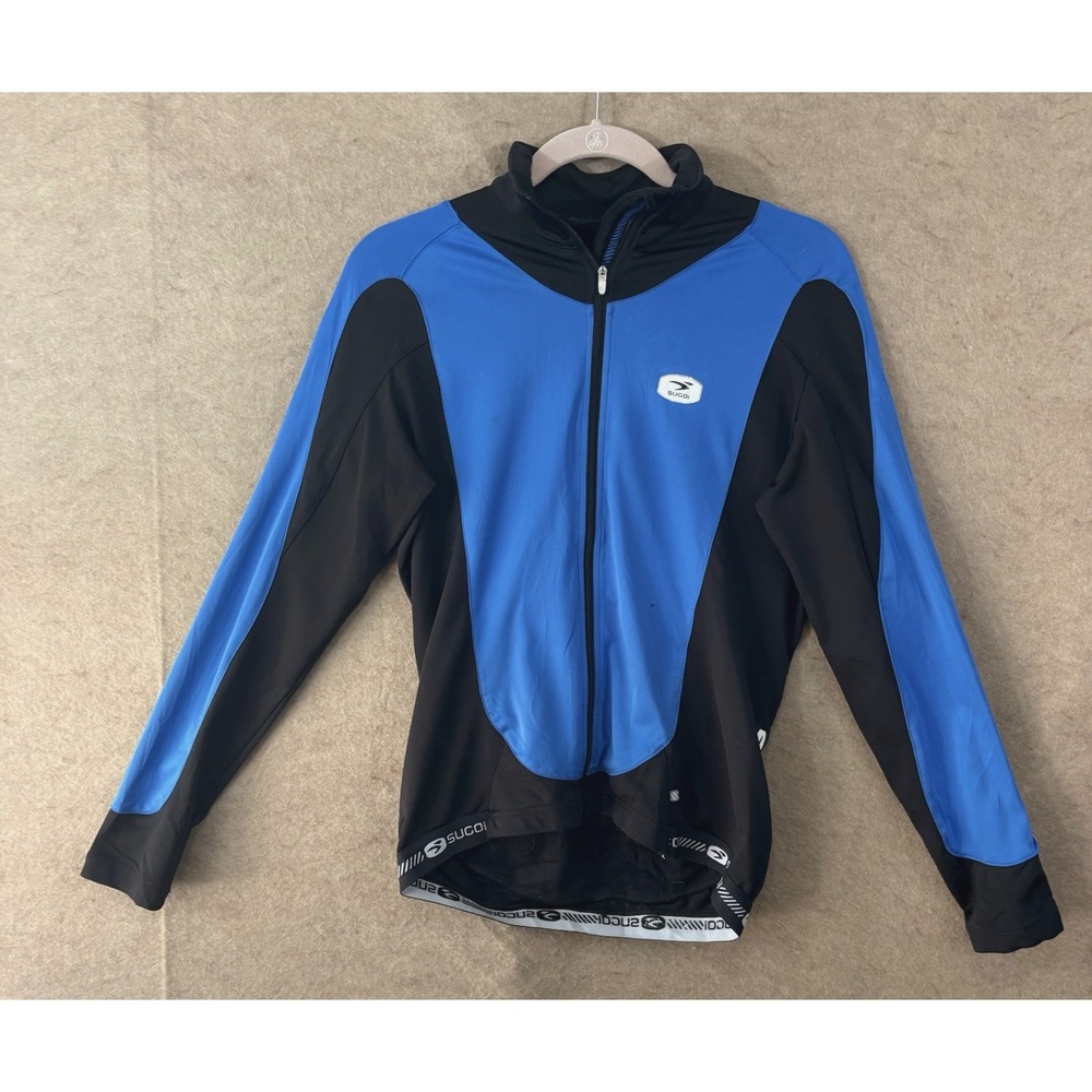 Sugoi Zero Cycling Jersey Men Sz‎ M Blue Black Full Zip Gripper Stretch Pockets